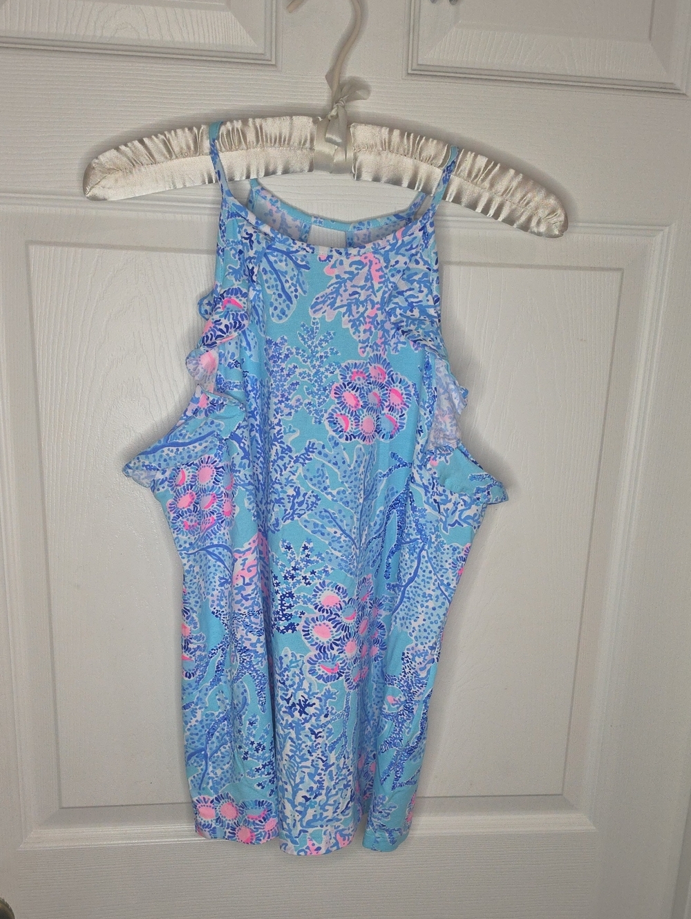 Lilly Pulitzer Lacie Top Seen and Herd Oyster Bay Navy Cold Shoulder S